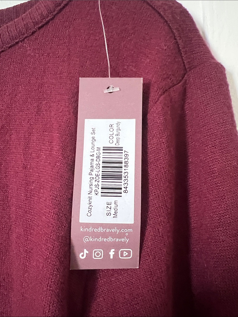 Kindred Bravely CozyKnit Nursing Lounge Top Medium NWT Deep Burgundy Maternity - Picture 4 of 5